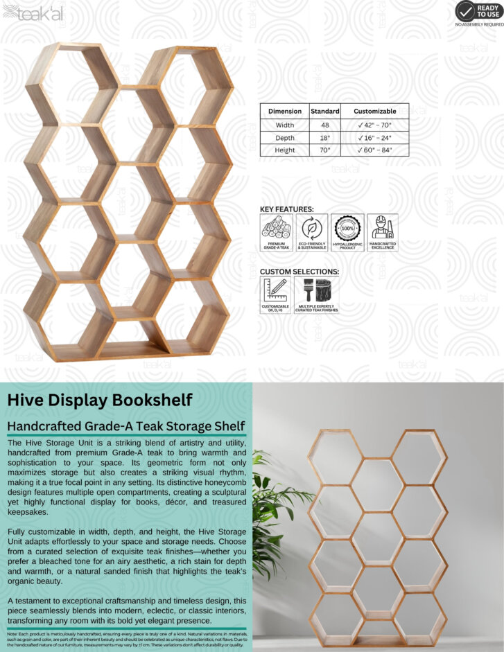 Hive Display Grade-A Teak Bookshelf - Image 2