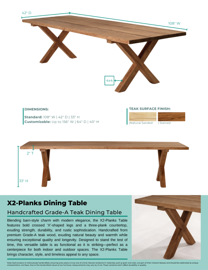 X2-Planks Dining Table - Image 2