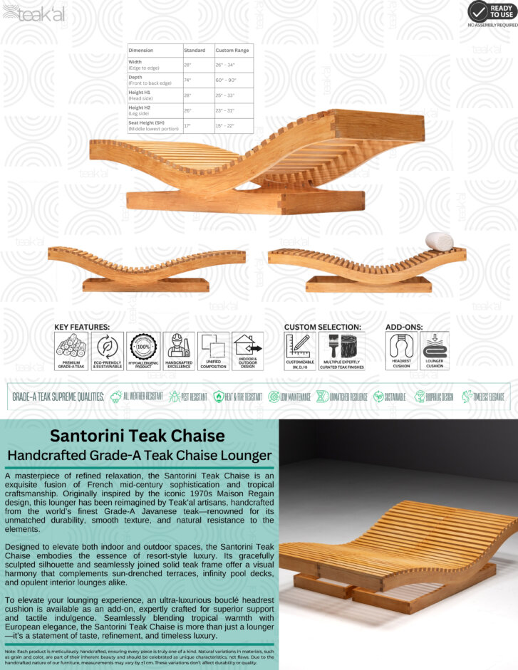 Santorini Grade-A Teak Chaise - Image 2