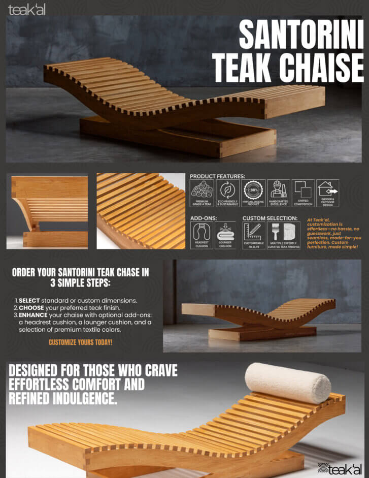 Santorini Grade-A Teak Chaise - Image 3