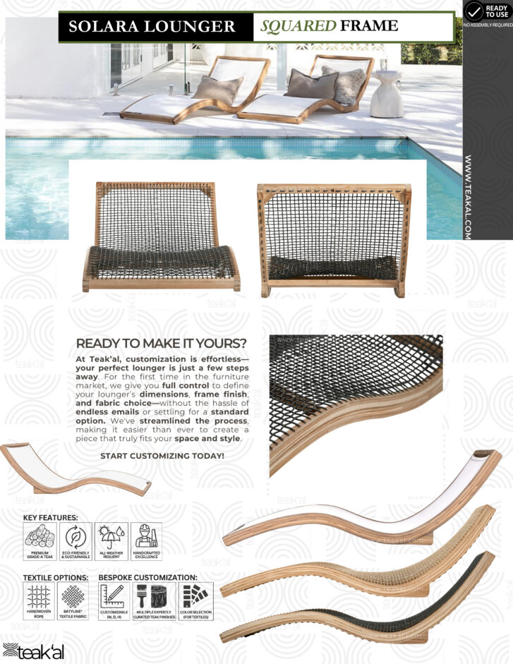 Solara Sun Lounger – Squared Frame - Image 3