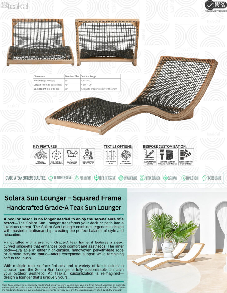 Solara Sun Lounger – Squared Frame - Image 2