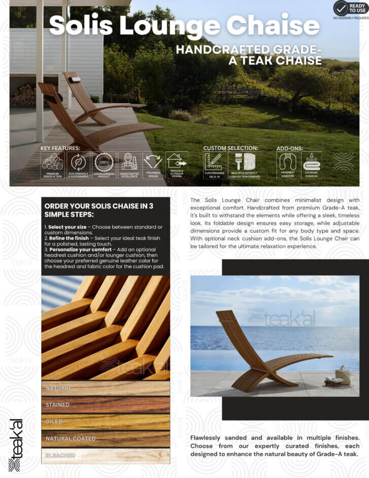 Solis Grade-A Teak Chaise - Image 3