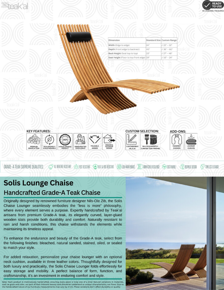 Solis Grade-A Teak Chaise - Image 2