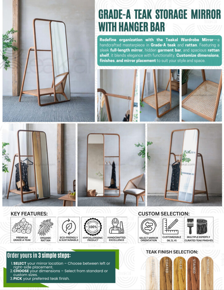 Teak’al Mirror with Hanger Bar - Image 3