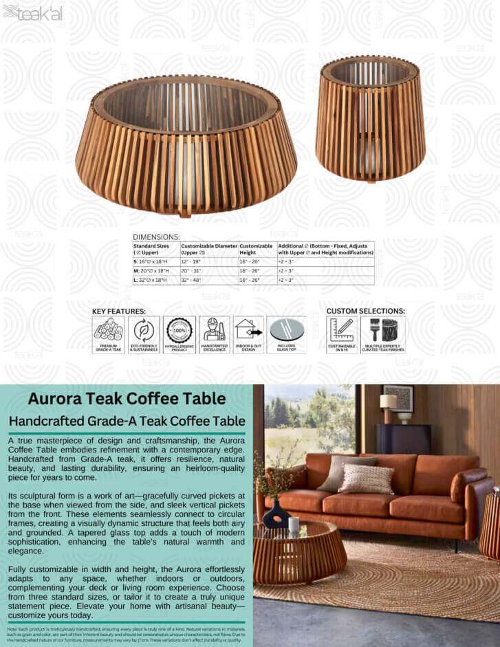 Aurora Grade-A Teak Coffee Table - Image 2