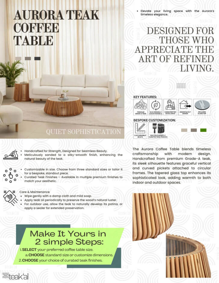 Aurora Grade-A Teak Coffee Table - Image 3