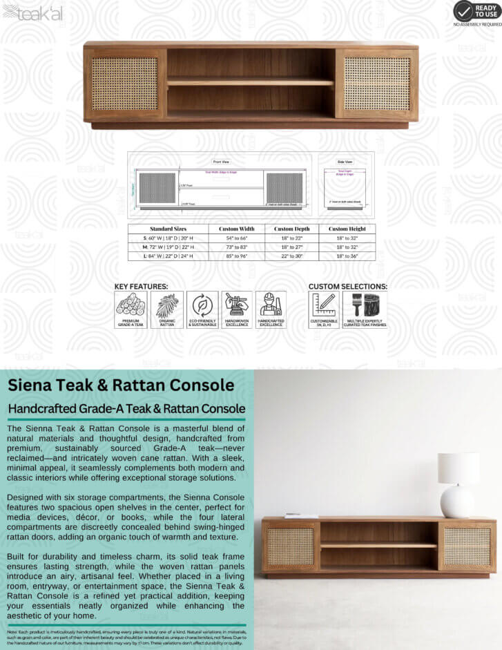 Siena Teak & Rattan Console - Image 2