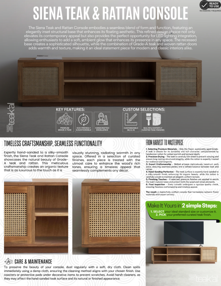 Siena Teak & Rattan Console - Image 3