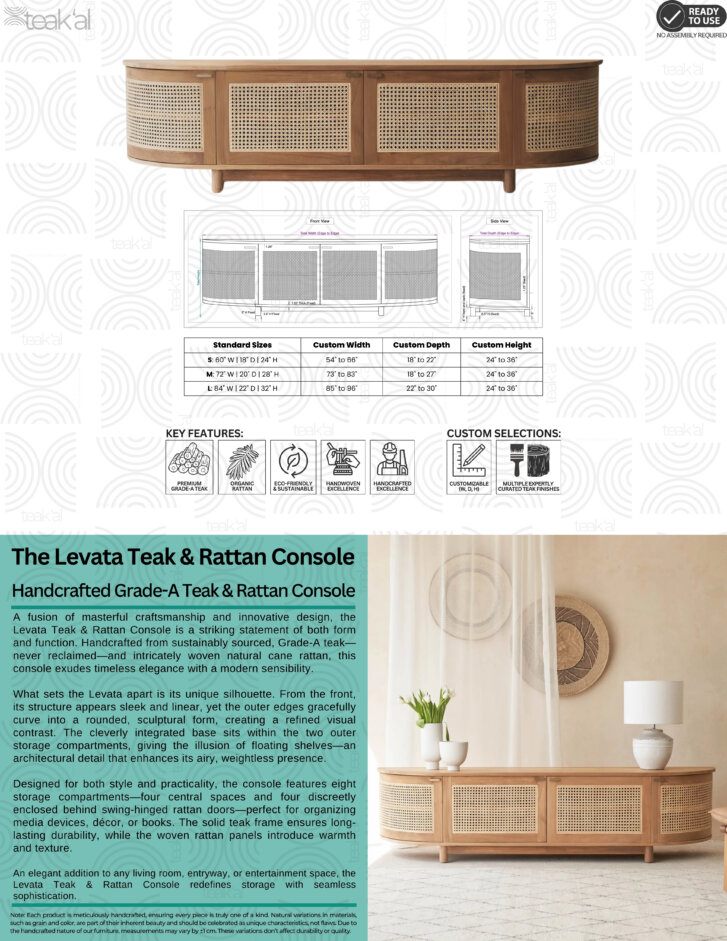 The Levata Teak & Rattan Console - Image 2