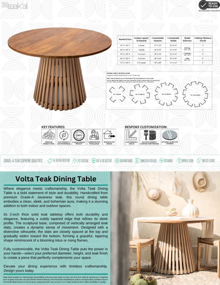 Volta Teak Dining Table - Image 2
