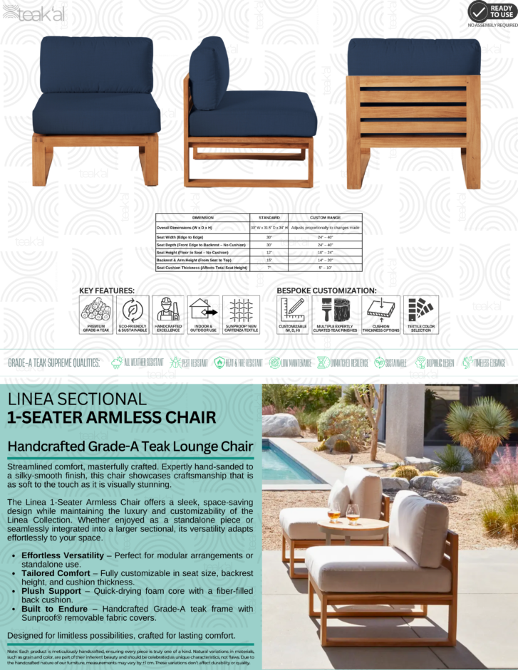 Linea Sectional – Armless Chair - Image 2