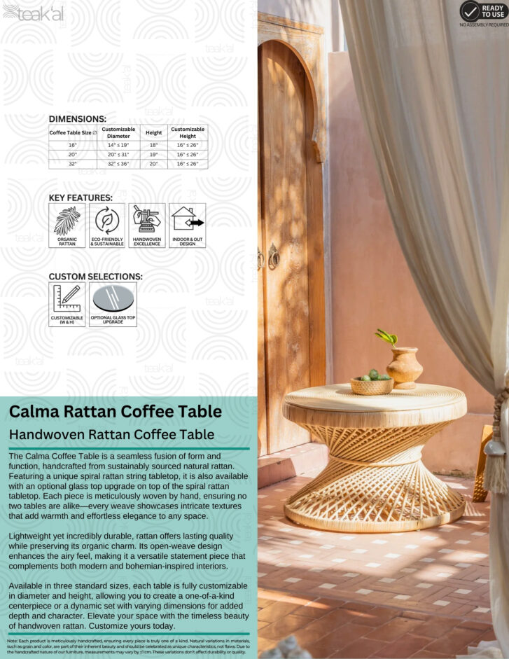 Calma Rattan Coffee Table - Image 2
