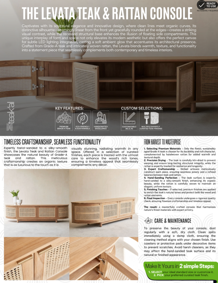 The Levata Teak & Rattan Console - Image 3