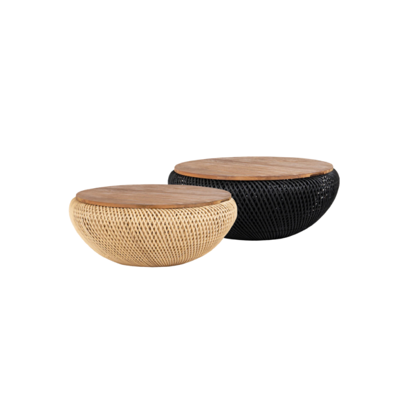Teak & Rattan Storage Coffee Table