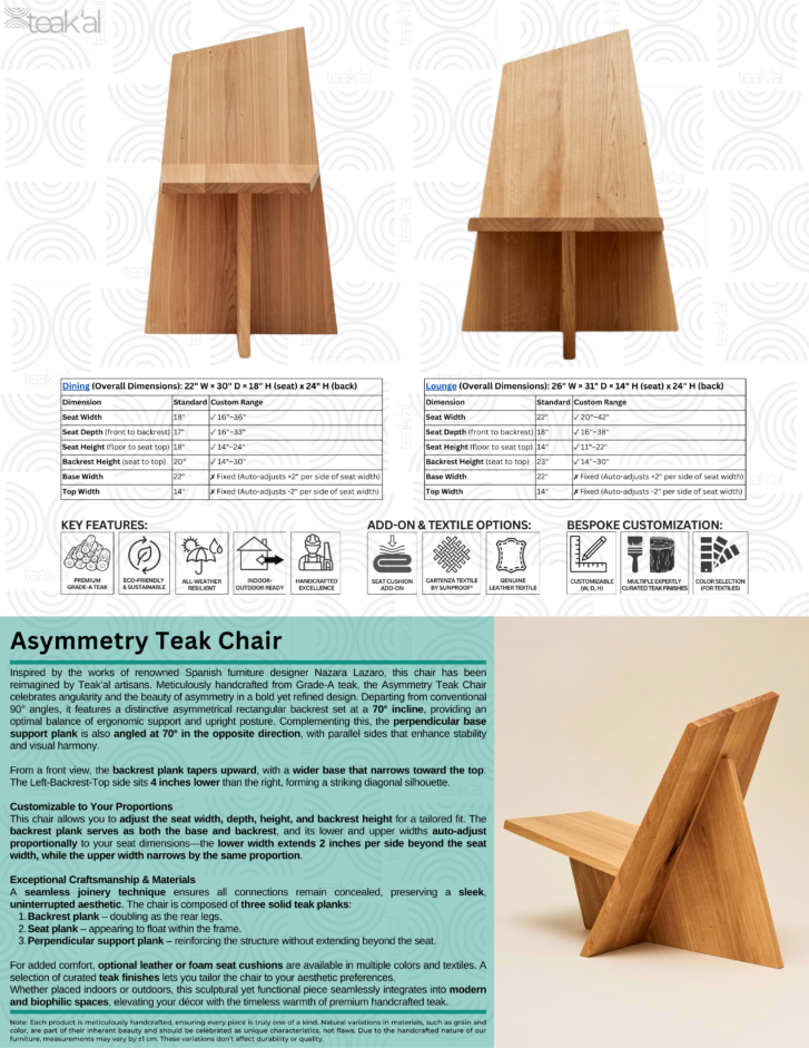 Asymmetry Teak Chair - Image 2
