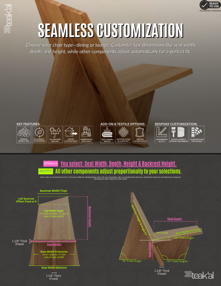 Asymmetry Teak Chair - Image 3