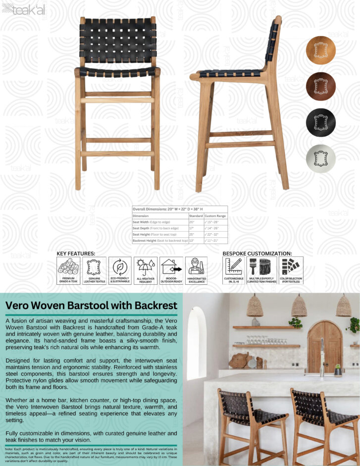 Vero Woven Barstool with Backrest - Image 2